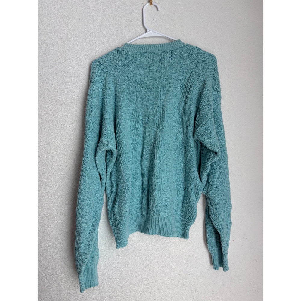 St Johns Bay Women Aqua Blue Textured Knit Long Sleeve Sweater - Picture 3 of 3